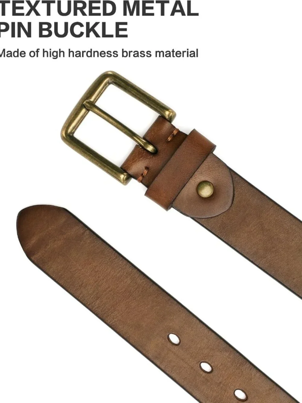 Thick Full Grain Leather Heavy Duty Men's Work Belt with Durable Buckle - Gift